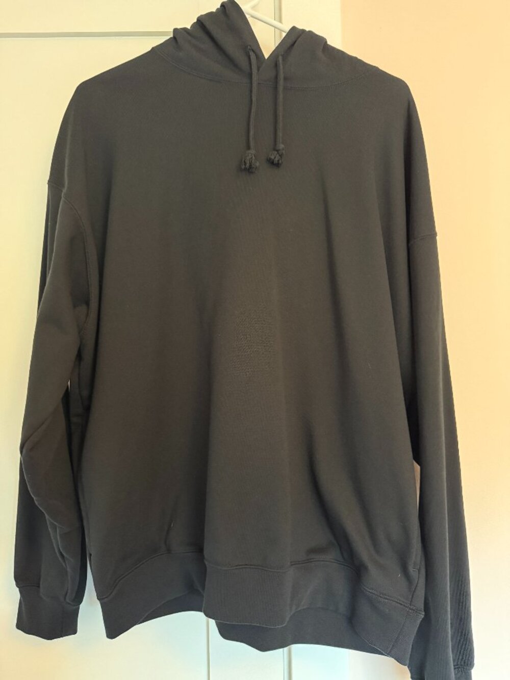 Y-3 Hoodie Black with White Print on Back Size M Kangaroo Pocket Relaxed Fit